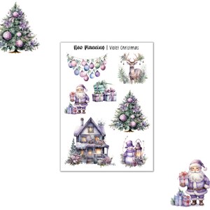バイオレット クリスマス ステッカー シート | クリスマス | バレット ジャーナル ステッカー、プランナー ステッカー、スクラップブック ステッカー