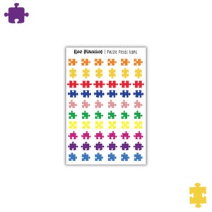 Puzzle Pieces Icons Sticker Sheet | Journal Stickers, Planner Stickers, Scrapbook Stickers