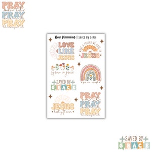 Saved By Grace Sticker Sheet |  Faith Stickers | Journal Stickers, Planner Stickers, Scrapbook Stickers