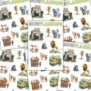Zoo Sticker Sheet |  Journal Stickers, Planner Stickers, Scrapbook Stickers
