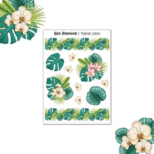 Tropical Leaves Sticker Sheet |  Journal Stickers, Planner Stickers, Scrapbook Stickers