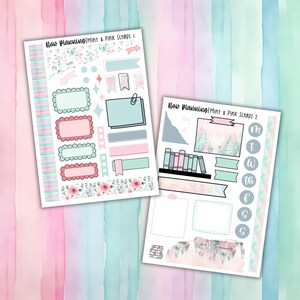 Mint & Pink Journaling Scraps Sticker Sheets |  Christmas Stickers | Journal Stickers, Planner Stickers, Scrapbook Stickers