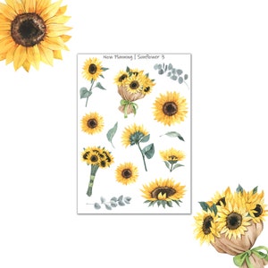 Sunflower 3 Sticker Sheet |  Journal Stickers, Planner Stickers, Scrapbook Stickers