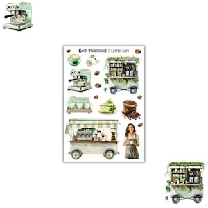 Coffee Cart Sticker Sheet | Bullet Journal Stickers, Planner Stickers, Scrapbook Stickers