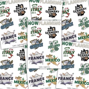 Iconic Countries Sticker Sheet |  Journal Stickers, Planner Stickers, Scrapbook Stickers