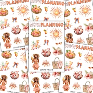 Summer Paradise Sticker Sheet |  Journal Stickers, Planner Stickers, Scrapbook Stickers