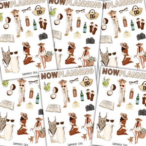 Stickervel zomers chic |  Vakantiestickers | Dagboekstickers, plannerstickers, plakboekstickers