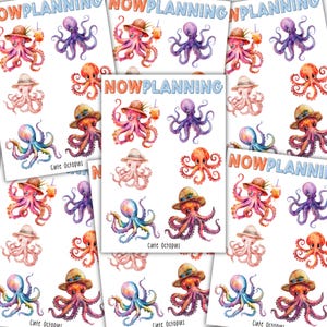 Cute Octopus Sticker Sheet |  Journal Stickers, Planner Stickers, Scrapbook Stickers