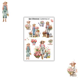 Gardening Girl Sticker  Sheet | Journal Stickers, Planner Stickers, Scrapbook Stickers