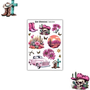 Western Sticker Sheet | Journal Stickers, Planner Stickers, Scrapbook Stickers