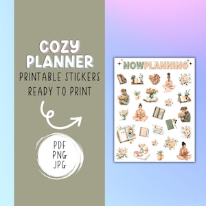 Cozy Planner Printable Stickers | Digital Stickers | Printable Planner Stickers | Bullet Journal Stickers