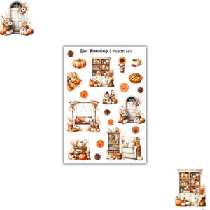 Modern Fall Sticker Sheet |  Fall Stickers | Journal Stickers, Planner Stickers, Scrapbook Stickers
