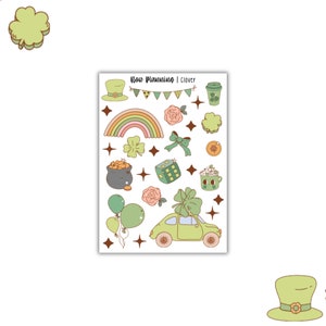 Clover Sticker Sheet  |  Journal Stickers, Planner Stickers, Scrapbook Stickers
