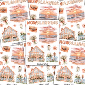 Summer Sunset Sticker Sheet | Summer Stickers |  Journal Stickers, Planner Stickers, Scrapbook Stickers