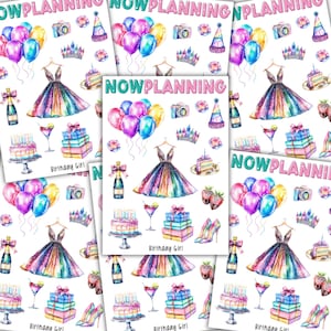 Hoja de pegatinas de cumpleaños para niña / Pegatinas de verano / Pegatinas para diario, pegatinas para planificador, pegatinas para álbumes de recortes