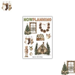 Rustic Christmas Sticker Sheet | Christmas Stickers | Bullet Journal Stickers, Planner Stickers, Scrapbook Stickers