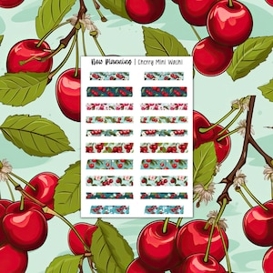 Cherry Mini Washi Sticker Sheet | Journal Stickers, Planner Stickers, Scrapbook Stickers