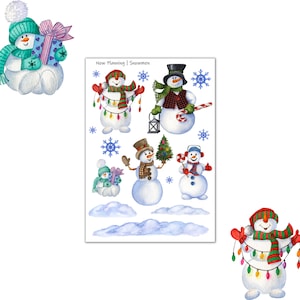 Hoja de pegatinas de muñecos de nieve / Pegatinas de diario de balas, pegatinas del planificador, pegatinas de álbumes de recortes