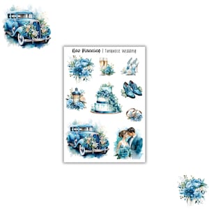 Turquoise Wedding Sticker Sheet | Mr. & Mrs. |  Journal Stickers, Planner Stickers, Scrapbook Stickers