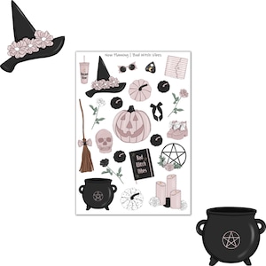 Bad Witch Vibes Sticker Sheet |  Journal Stickers, Planner Stickers, Scrapbook Stickers