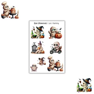 Cute Mummy Sticker Sheet |  Halloween Stickers | Journal Stickers, Planner Stickers, Scrapbook Stickers