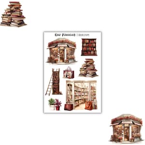 Bookstore Sticker Sheet |  Book Reading Stickers | Journal Stickers, Planner Stickers, Scrapbook Stickers