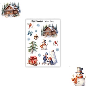 Winter Cabin Sticker Sheet | Winter Stickers | Bullet Journal Stickers, Planner Stickers, Scrapbook Stickers