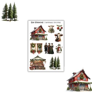 Farmhouse Christmas Sticker Sheet | Bullet Journal Stickers, Planner Stickers, Scrapbook Stickers