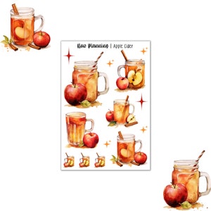 Apple Cider Sticker Sheet |  Fall Stickers | Journal Stickers, Planner Stickers, Scrapbook Stickers