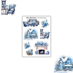 Weihnachten Blues Stickerbogen | Bullet Journal Sticker, Planer Sticker, Scrapbook Sticker