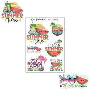 Zoete zomer stickervel | Journal-stickers, planner-stickers, plakboek-stickers