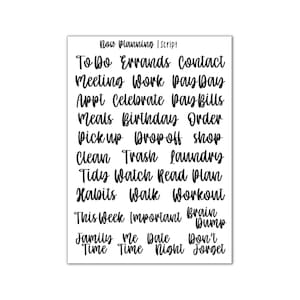 Script Sticker Sheet | Bullet Journal Stickers, Planner Stickers, Plakboek Stickers