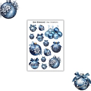 Blaue Ornamente Stickerbogen | Bullet Journal Aufkleber, Planner Aufkleber, Scrapbook Aufkleber