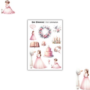 First Communion Sticker Sheet |  Faith Stickers | Journal Stickers, Planner Stickers, Scrapbook Stickers