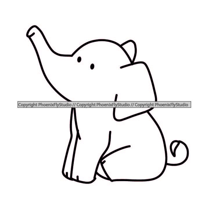 Elefant Sitzend Einfaches Outline Design Element Art SVG EPS | Etsy