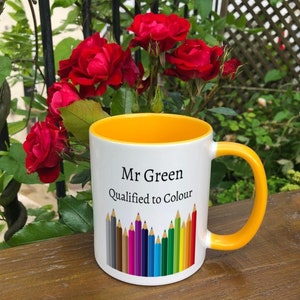 Personalised Colouring in Mug - Artist Mug - Personalised Art Teacher Mug - Art Student Mug - Funny Geography Graduate Mug - Drawing Mug