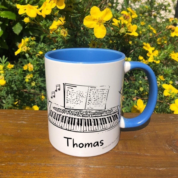 Personalised Keyboard Mug Gift - Present for Piano Lovers - Gifts for Musician Lovers - Personalised Hobby Mug - Country Style Mug