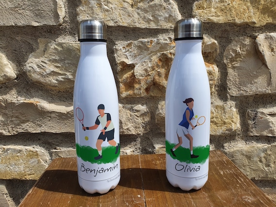 Personalised Tennis Sports Insulated Bottle - Gift for Tennis Lover - Personalised Tennis Thermal Flask - Stainless Steel Water Bottle