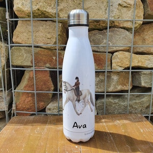 Personalised Show Jumping Horse Insulated Bottle Gift for Pony Owners & Lover Personalised Equestrian Thermal Flask Water Bottle Ava