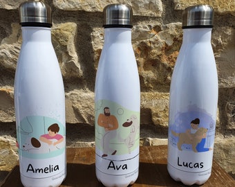 Personalised Dog Insulated Bottle - Gift for Dog Owners & Lover - Personalised Dog Thermal Flask - Stainless Steel Water Bottle