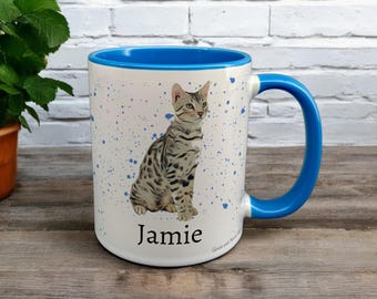 Personalised Bengal Cat Mug Gift - Present for Cat Lovers - Gifts for Cat Owners - Personalised Cat Mug - Country Style Mug