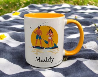Mug personnalisé pour paddle board, cadeau pour amateur d'eau, cadeau de remerciement pour paddle board, tasse à café personnalisée