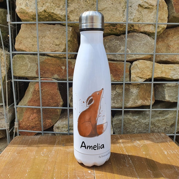 Personalised Fox Water Bottle Etsy UK personalised-fox-water-bottle-etsy-uk