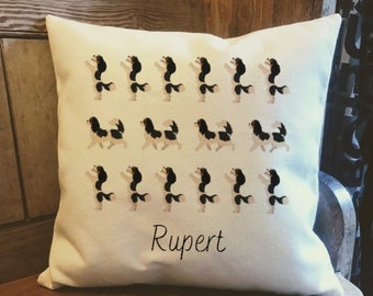Coussin personnalisé en toile pour chien Cavalier King Charles Spaniel - Coussin en lin pour propriétaire de chien et amoureux - Coussin pour chiot avec rembourrage intérieur