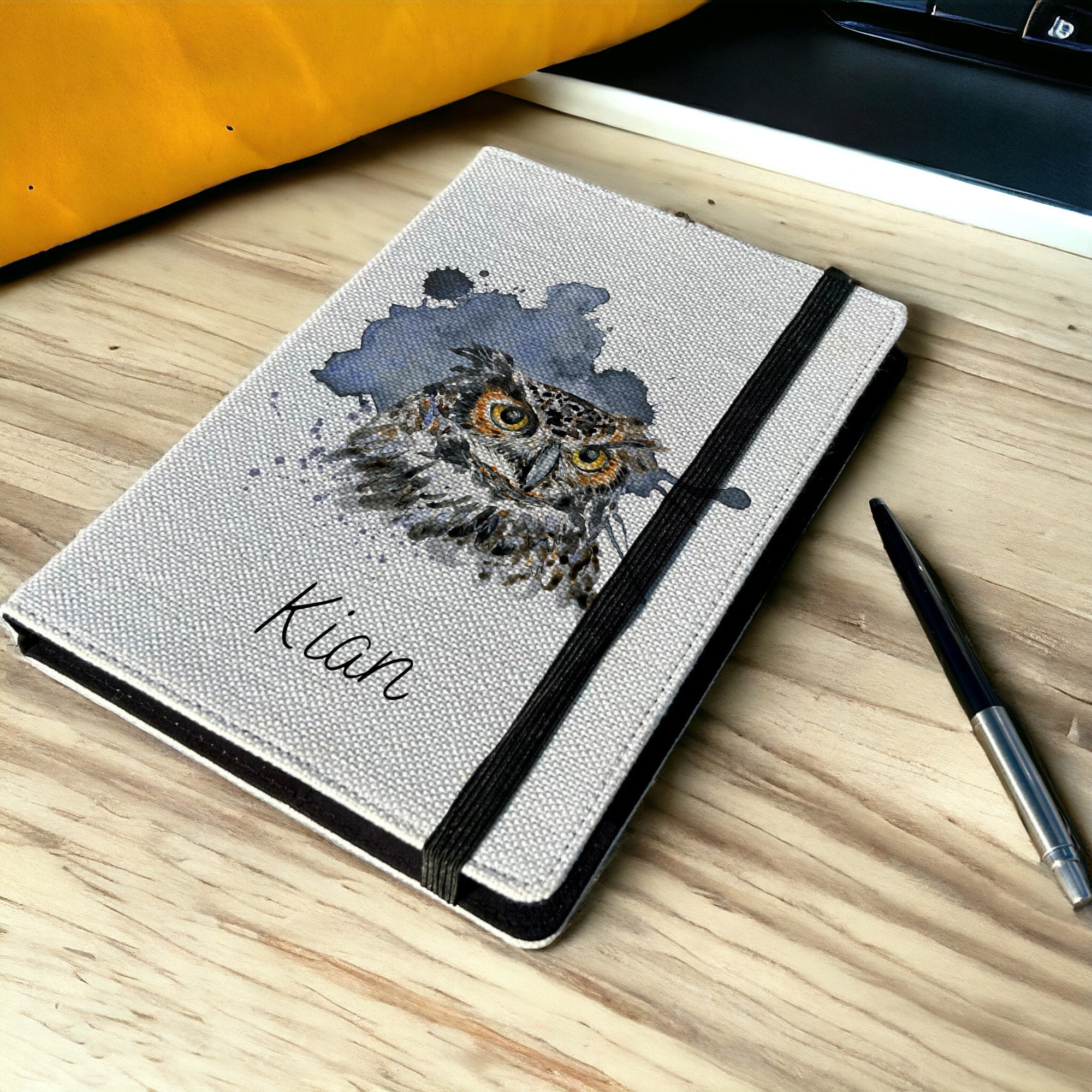 Personalised Owl A5 Notebook - Custom Wildlife Lined Journal - Reusable Animal Notebook Cover - Line