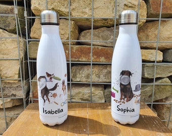 Personalised Dog Insulated Bottle - Gift for Dog Owners & Lover - Personalised Dog Thermal Flask - Stainless Steel Water Bottle
