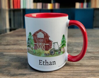 Personalised Farm Barn Mug, Farming Lover Gift, Thank you Present for Farm Owner, Custom Coffee Cup