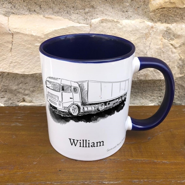 Personalised Lorry Mug Gift - Present for Lorry Lovers - Gifts for Truck Drivers  - Personalised Vehicle Mug - Country Style Mug