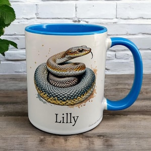 Personalised Snake Mug, Gift for Reptile Lover, Thank you Present for Snake Owner, Housewarming Coffee Cup, Country Style Kitchenware