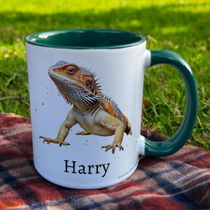 Personalised Bearded Dragon Mug, Gift for Reptile Lover, Thank you Present for Lizard Owner, Housewarming Coffee Cup, Country Kitchenware